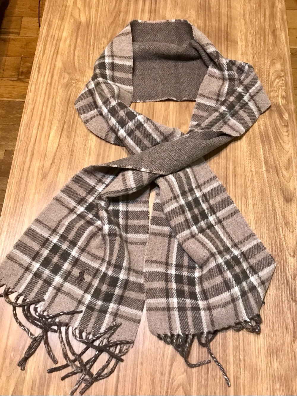 Polo by Ralph Lauren Brown Plaid Reversible Italian Wool Scarf NWT - Picture 6 of 8